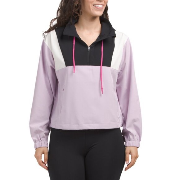 MONDETTA OUTDOOR PROJECT Orchid Pop Over Color Block Jacket With Stow Away Hood - Picture 1 of 2